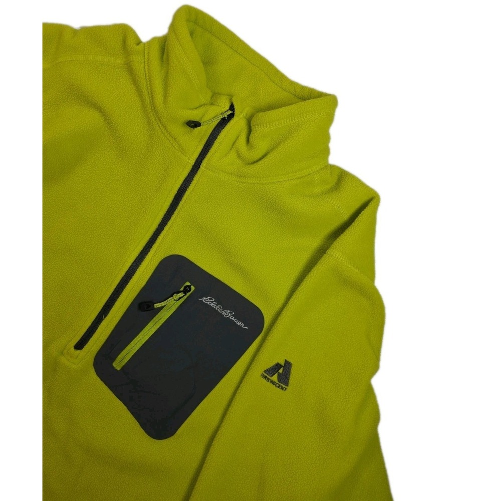 Eddie Bauer First Ascent Sweater Mens Large Green Fleece Quarter Zip Polartec